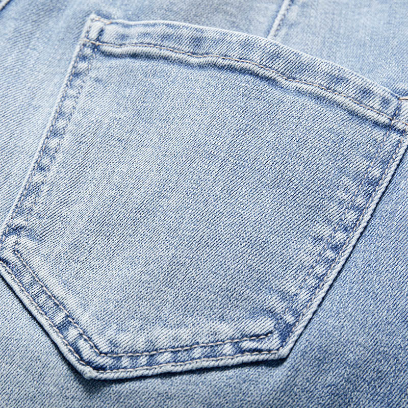 [AHNGO] Summer New Blue Pattern Embroidered Hot Diamond High Waist Wide Legs Look Thin Loose Straight Women's Jeans 8782