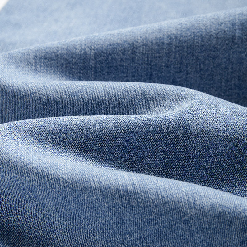 [AHNGO] Summer New Blue Pattern Embroidered Hot Diamond High Waist Wide Legs Look Thin Loose Straight Women's Jeans 8782