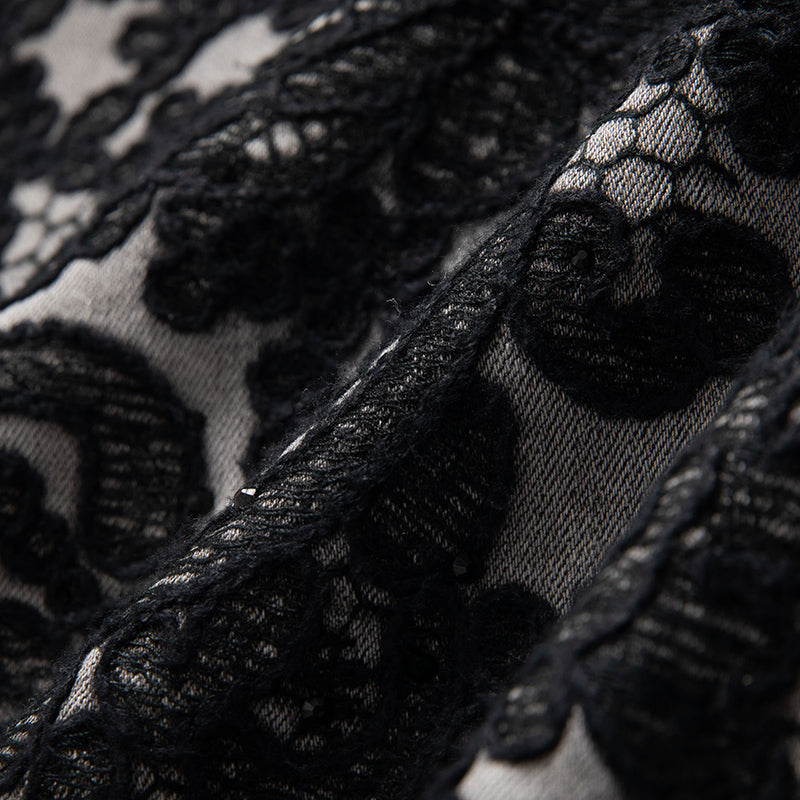 【 AHNGO】 Spring and summer new heavy industry embroidery flower hot stamping design, slim fit and versatile women's half body skirt 8920