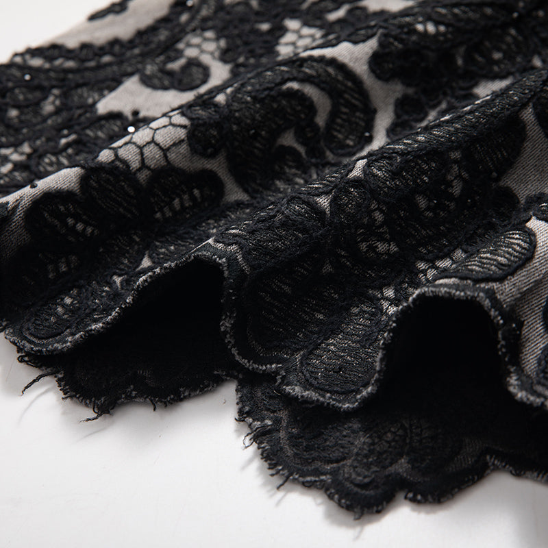 【 AHNGO】 Spring and summer new heavy industry embroidery flower hot stamping design, slim fit and versatile women's half body skirt 8920